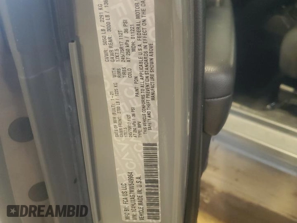 2021 Jeep Wrangler Sport S with VIN 1C4HJXAG7MW649964, listed as a Copart auction lot 59002685 with 106,065 mi miles and Salvage title. Bid and sale history available at DreamBid. Image 12.