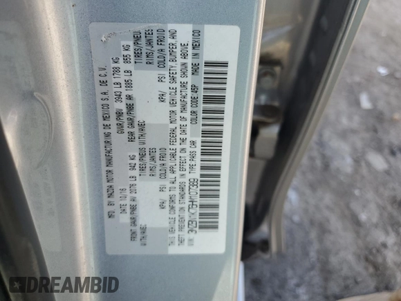 2017 Mazda 3 Sport with VIN 3MZBN1K76HM107389, listed as a Copart auction lot 53777005 with 87,402 mi miles and Salvage Title. Bid and sale history available at DreamBid. Image 14.