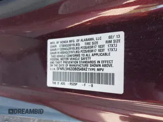 2013 Honda Odyssey EX-L с VIN 5FNRL5H63DB054842, выставлен на аукционе IAAI как лот 42338007 с пробегом 192 951 миль миль и . История ставок и продаж доступна на DreamBid. Изображение 9.