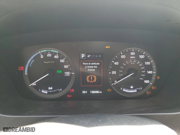 2017 Hyundai Sonata Hybrid Limited with VIN KMHE34L35HA071318, listed as a Copart auction lot 53233225 with 136,580 mi miles and Clean Title. Bid and sale history available at carsss.com. Image 9.