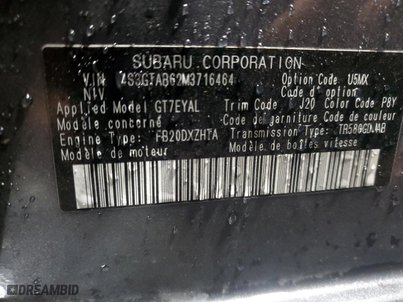 2021 Subaru Impreza with VIN 4S3GTAB62M3716464, listed as a Copart auction lot 84439794 with 32,238 mi miles and Salvage Title. Bid and sale history available at carsss.com. Image 13.