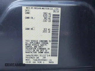 2015 Nissan LEAF SV with VIN 1N4AZ0CP8FC313734, listed as a IAAI auction lot 41613766 with 107,229 mi miles. Bid and sale history available at carsss.com. Image 9.
