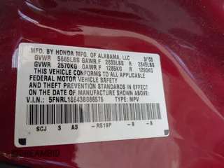 2003 Honda Odyssey EX with VIN 5FNRL18643B086576, listed as a IAAI auction lot 41991328 with 130,025 mi miles and . Bid and sale history available at carsss.com. Image 9.