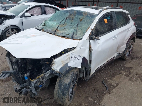 2021 Hyundai Kona Ultimate with VIN KM8K5CA58MU721649, listed as a IAAI auction lot 41215632 with 1 mi miles. Bid and sale history available at carsss.com. Image 6.