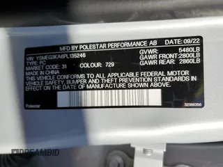 2023 Polestar 2 with VIN YSMEG3KA6PL135246, listed as a Copart auction lot 80104594 with 46,112 mi miles and Salvage Title. Bid and sale history available at carsss.com. Image 12.