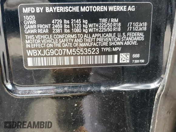 2021 BMW X1 xDrive28i z VIN WBXJG9C07M5S53523, wystawiony jako Copart lot #55450635 z przebiegiem 29 539 mil mil oraz Szkoda całkowita • Salvage title. Historia ofert i sprzedaży dostępna na DreamBid. Obrazek 12.