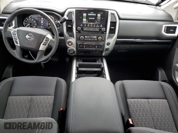 2021 Nissan Titan SV with VIN 1N6AA1ED8MN534176, listed as a Copart auction lot 54574785 with 25,360 mi miles and Salvage title. Bid and sale history available at DreamBid. Image 8.