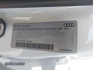 2015 Audi A3 1.8T Premium with VIN WAUACGFF0F1033693, listed as a IAAI auction lot 41823346 with 70,140 mi miles. Bid and sale history available at carsss.com. Image 9.