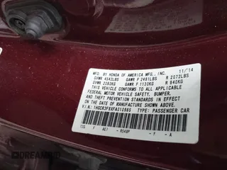 2015 Honda Accord Touring with VIN 1HGCR3F9XFA010985, listed as a IAAI auction lot 42400903 with 231,607 mi miles and . Bid and sale history available at DreamBid. Image 9.