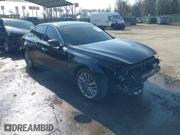 2018 Infiniti Q50 3.0t LUXE with VIN JN1EV7AP1JM590282, listed as a IAAI auction lot 41701763 with 111,318 mi miles. Bid and sale history available at carsss.com. Image 1.