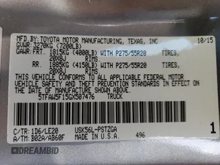 2016 Toyota Tundra 4WD Truck Platinum with VIN 5TFAW5F15GX507476, listed as a Copart auction lot 41707825 with 123,425 mi miles and Salvage Title. Bid and sale history available at carsss.com. Image 14.