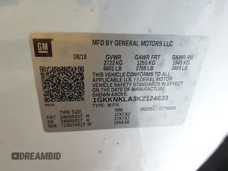 2019 GMC Acadia SLE with VIN 1GKKNKLA3KZ124633, listed as a IAAI auction lot 41921172 with 47,807 mi miles. Bid and sale history available at carsss.com. Image 9.