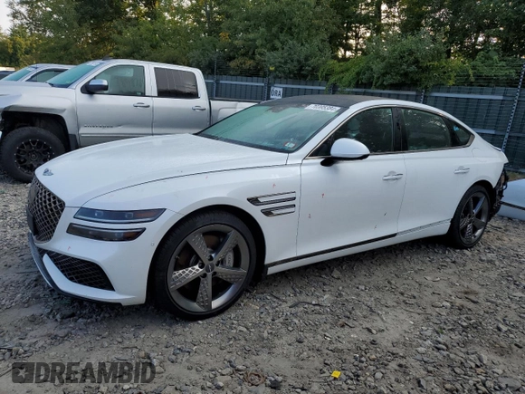 2022 Genesis G80 Sport with VIN KMTGB4SD1NU127325, listed as a Copart auction lot 70395384 with 28,844 mi miles and Salvage Title. Bid and sale history available at DreamBid. Image 1.