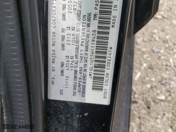2017 Mazda Mazda6 Sport with VIN JM1GL1U55H1119458, listed as a Copart auction lot 69455634 with 0 mi miles and Clean Title. Bid and sale history available at carsss.com. Image 12.