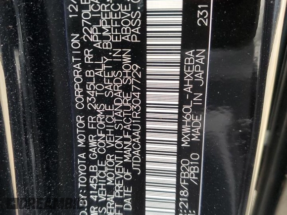 2024 Toyota Prius LE with VIN JTDACAAU1R3047729, listed as a Copart auction lot 55657455 with 2,092 mi miles and Salvage Title. Bid and sale history available at DreamBid. Image 12.