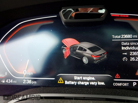 2022 BMW 8 Series 840i с VIN WBAGV4C04NCJ54569, выставлен на аукционе Copart как лот 61818223 с пробегом 23 680 миль миль и . История ставок и продаж доступна на DreamBid. Изображение 9.