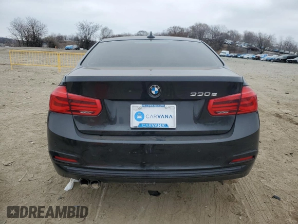 2017 BMW 3 Series 330e iPerformance with VIN WBA8E1C58HK895185, listed as a Copart auction lot 49287055 with 61,391 mi miles and Salvage Title. Bid and sale history available at carsss.com. Image 6.