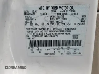 2008 Ford Escape XLT z VIN 1FMCU93148KC65770, wystawiony jako Copart lot #58377915 z przebiegiem 160 856 mil mil oraz Szkoda całkowita • Salvage title. Historia ofert i sprzedaży dostępna na DreamBid. Obrazek 13.
