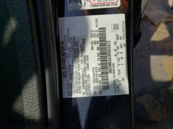 2011 Mercury Milan Premier with VIN 3MEHM0JA5BR602652, listed as a Copart auction lot 68513674 with 65,744 mi miles and Salvage title. Bid and sale history available at DreamBid. Image 12.