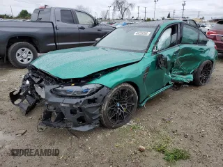 2023 BMW M3 with VIN WBS53AY06PFP08079, listed as a Copart auction lot 48228285 with 9,869 mi miles and Salvage Title. Bid and sale history available at carsss.com. Image 1.