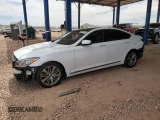2018 Genesis G80 3.8L z VIN KMHGN4JE3JU285266, wystawiony jako Copart lot #58053355 z przebiegiem 69 335 mil mil oraz Szkody całkowita. Historia ofert i sprzedaży dostępna na DreamBid. Obrazek 1.