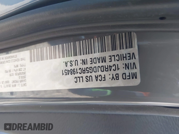 2024 Dodge Durango GT Plus with VIN 1C4RDJDG5RC198451, listed as a IAAI auction lot 41930529 with 7,048 mi miles and . Bid and sale history available at DreamBid. Image 9.
