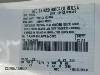 1998 Ford Mustang with VIN 1FAFP4045WF260082, listed as a Copart auction lot 72363433 with 38,643 mi miles and Salvage title. Bid and sale history available at DreamBid. Image 15.