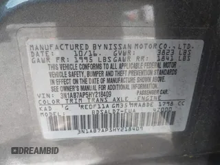 2017 Nissan Sentra S with VIN 3N1AB7AP5HY218409, listed as a IAAI auction lot 42015041 with 107,898 mi miles and . Bid and sale history available at DreamBid. Image 9.