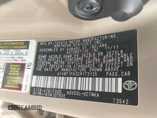 2012 Toyota Camry L z VIN 4T4BF1FK2CR173135, wystawiony jako IAAI lot #40028950 z przebiegiem 240 668 mil mil oraz . Historia ofert i sprzedaży dostępna na DreamBid. Obrazek 9.