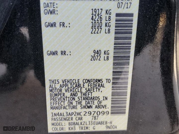 2017 Nissan Altima 2.5 SV with VIN 1N4AL3AP2HC297099, listed as a Copart auction lot 85825144 with 132,307 mi miles and Salvage Title. Bid and sale history available at carsss.com. Image 14.