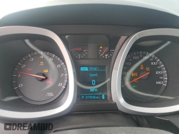 2013 Chevrolet Equinox LT with VIN 2GNFLDE31D6381292, listed as a Copart auction lot 53265285 with 70,936 mi miles and Salvage Title. Bid and sale history available at DreamBid. Image 9.