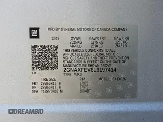 2020 Chevrolet Equinox LS z VIN 2GNAXFEV8L6197414, wystawiony jako Copart lot #55846185 z przebiegiem 105 418 mil mil oraz Czysty tytuł • Clean title. Historia ofert i sprzedaży dostępna na DreamBid. Obrazek 13.