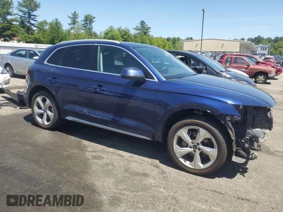 2021 Audi Q5 Premium Plus with VIN WA1BAAFY9M2108985, listed as a Copart auction lot 61656745 with 57,572 mi miles and Salvage title. Bid and sale history available at DreamBid. Image 4.