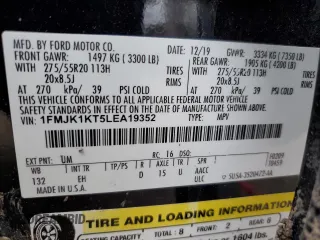 2020 Ford Expedition Max Limited z VIN 1FMJK1KT5LEA19352, wystawiony jako Copart lot #54981995 z przebiegiem 124 453 mil mil oraz Szkoda całkowita • Salvage title. Historia ofert i sprzedaży dostępna na DreamBid. Obrazek 13.