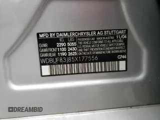 2005 Mercedes-Benz E 500 z VIN WDBUF83J85X177556, wystawiony jako Copart lot #60916214 z przebiegiem 185 915 mil mil oraz Szkoda całkowita • Salvage title. Historia ofert i sprzedaży dostępna na DreamBid. Obrazek 12.