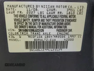 2009 Nissan Sentra SR FE+ with VIN 3N1AB61E99L623129, listed as a Copart auction lot 86738444 with 142,961 mi miles and Salvage title. Bid and sale history available at DreamBid. Image 12.