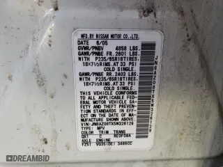 2005 Nissan Murano SL with VIN JN8AZ08TX5W326129, listed as a Copart auction lot 46296765 with 142,980 mi miles and Salvage Title. Bid and sale history available at carsss.com. Image 15.