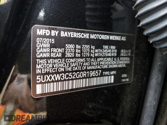 2016 BMW X4 xDrive28i with VIN 5UXXW3C52G0R19657, listed as a Copart auction lot 80838593 with 58,072 mi miles. Bid and sale history available at carsss.com. Image 14.
