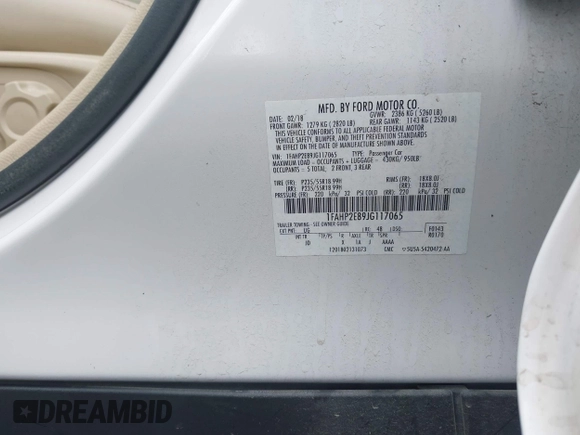 2018 Ford Taurus SEL with VIN 1FAHP2E89JG117065, listed as a IAAI auction lot 42206219 with 47,741 mi miles and . Bid and sale history available at DreamBid. Image 9.
