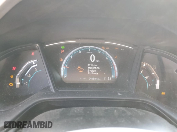2019 Honda Civic LX with VIN 19XFC2F69KE035624, listed as a Copart auction lot 45459245 with 92,510 mi miles and Salvage Title. Bid and sale history available at DreamBid. Image 9.