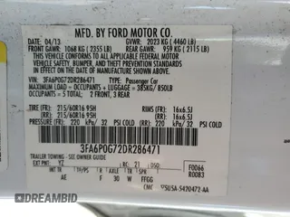 2013 Ford Fusion S with VIN 3FA6P0G72DR286471, listed as a Copart auction lot 42837405 with 263,222 mi miles and Clean Title. Bid and sale history available at carsss.com. Image 12.