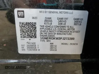 2023 Chevrolet Traverse LT Cloth with VIN 1GNERGKW2PJ272289, listed as a Copart auction lot 54652595 with 33,416 mi miles and Non repairable. Bid and sale history available at DreamBid. Image 13.
