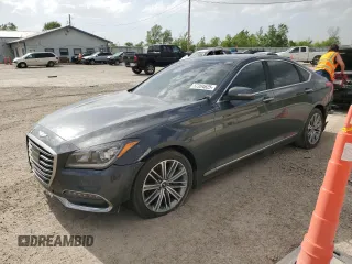 2018 Genesis G80 3.8L z VIN KMHGN4JE8JU256099, wystawiony jako Copart lot #57204625 z przebiegiem 119 778 mil mil oraz Szkoda całkowita • Salvage title. Historia ofert i sprzedaży dostępna na DreamBid. Obrazek 1.