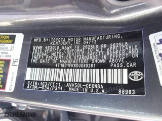 2013 Toyota Camry Hybrid LE with VIN 4T1BD1FK6DU080281, listed as a IAAI auction lot 41402520 with 58,625 mi miles. Bid and sale history available at carsss.com. Image 9.