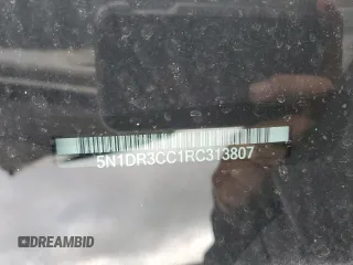 2024 Nissan Pathfinder SL with VIN 5N1DR3CC1RC313807, listed as a Copart auction lot 55822515 with 7,625 mi miles and Salvage title. Bid and sale history available at DreamBid. Image 12.