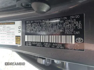 2021 Toyota Prius LE with VIN JTDKAMFP2M3168342, listed as a IAAI auction lot 42132946 with 69,628 mi miles and . Bid and sale history available at DreamBid. Image 9.