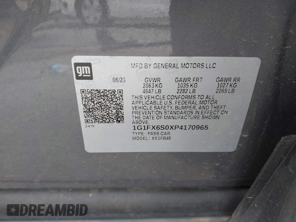 2023 Chevrolet Bolt EV 2LT z VIN 1G1FX6S0XP4170965, wystawiony jako IAAI lot #41946627 z przebiegiem 18 477 mil mil oraz . Historia ofert i sprzedaży dostępna na DreamBid. Obrazek 9.