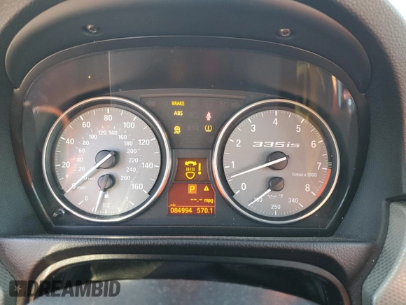 2013 BMW 3 Series 335is with VIN WBAKG1C57DJ217978, listed as a Copart auction lot 75499834 with 84,994 mi miles and Salvage Title. Bid and sale history available at carsss.com. Image 9.