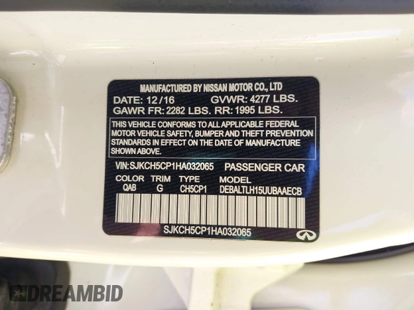 2017 Infiniti QX30 Premium с VIN SJKCH5CP1HA032065, выставлен на аукционе IAAI как лот 41905791 с пробегом 73 058 миль миль и . История ставок и продаж доступна на DreamBid. Изображение 9.