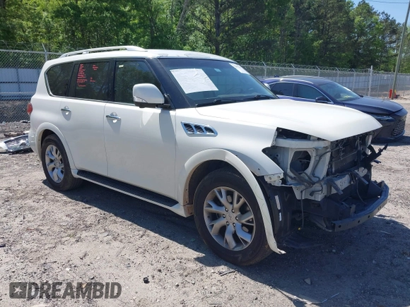 2012 Infiniti QX56 8-passenger with VIN JN8AZ2ND5C9716530, listed as a IAAI auction lot 42031101 with 153,432 mi miles and . Bid and sale history available at DreamBid. Image 1.